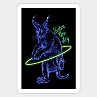 "Seize the Day" Glowing Neon Caracal Sticker